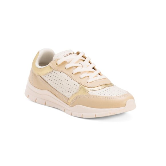 COMFORTFLEX Gold Made In Brazil Leather Comfort Sneakers - Picture 1 of 2